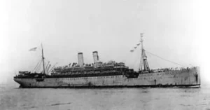 Vintage ocean liner with twin smokestacks