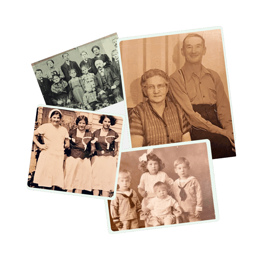 Old sepia-toned family photos