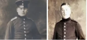 Two sepia portraits of uniformed soldiers