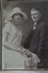 Vintage bride and groom portrait