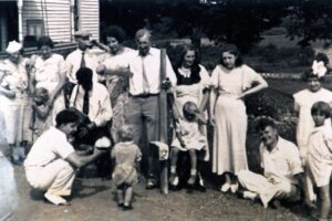 Vintage black-and-white family group photo