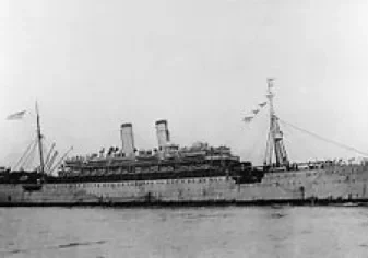 Vintage ocean liner with twin smokestacks