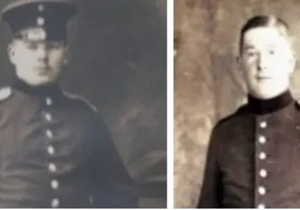 Two sepia portraits of uniformed soldiers